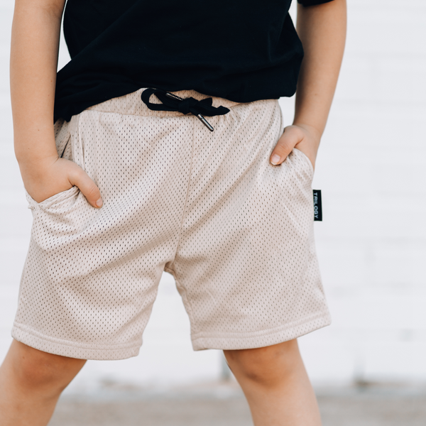BEIGE GYM SHORTS